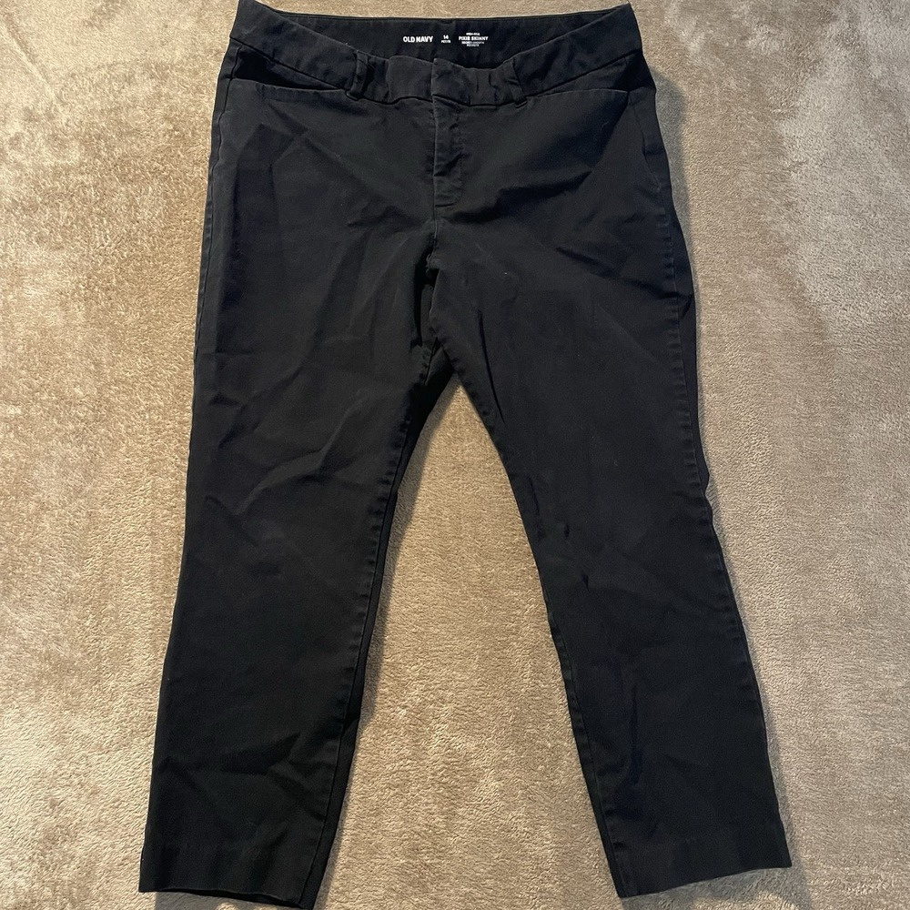 Old Navy Pants Women's 14 Petite High Rise Pixie Skinny Black Secret Smooth Pock